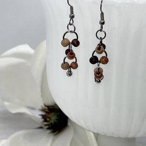 Four Layered  Wooden Bead Earrings.